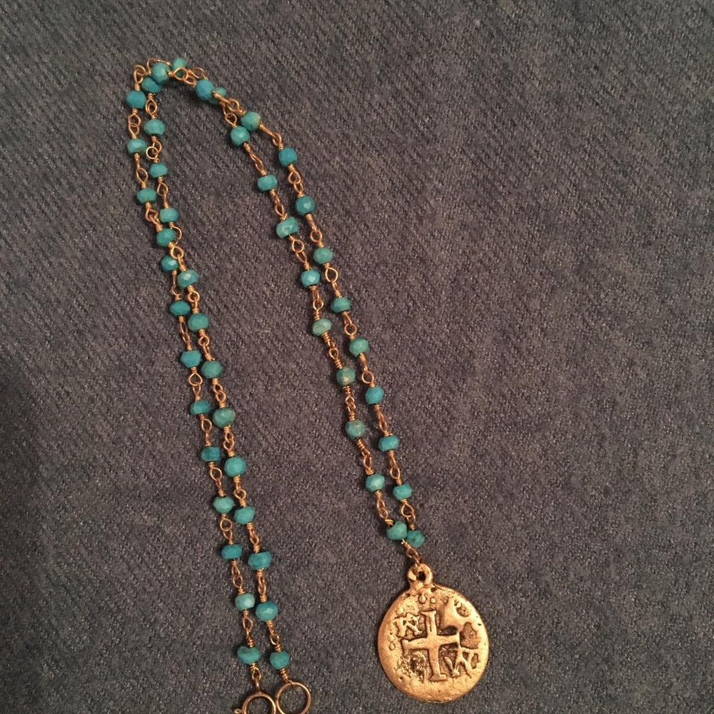 Reversible gold/turquoise necklace